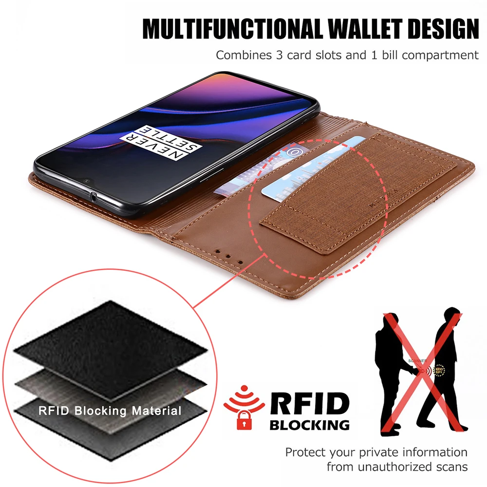 Muxma RFID блокирующий чехол для Oneplus 7 7 Pro Флип кожаный чехол для Oneplus 6 6T Magentic кошелек чехол для телефона с слотами для карт