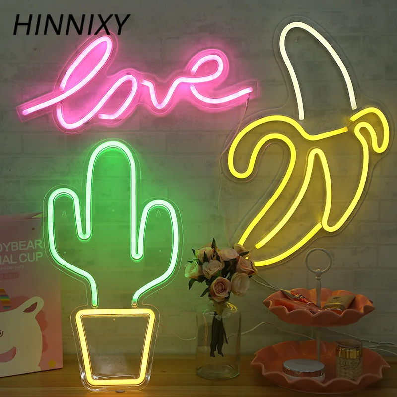 

Hinnixy Neon Night Light USB Powered Wall Hanging Colorful LED Neon Sign Lamp For Bar Cafe Xmas Shop Window Art Wall Decoration