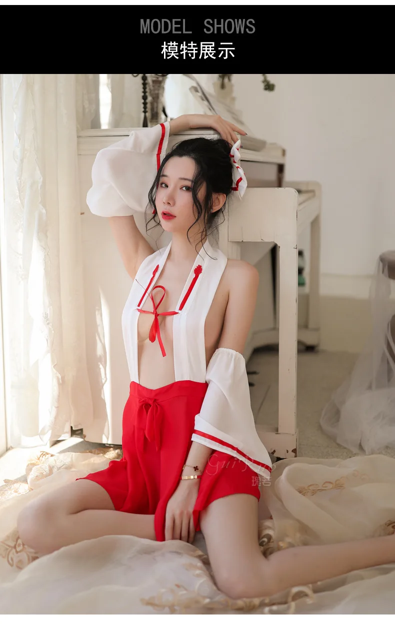 Cartoon Open Cup Bra Kimono Cute Lingerie Exotic Apparel Christmas Lingerie Sexy Set Witch Dress Exposed Back Anime Lingerie