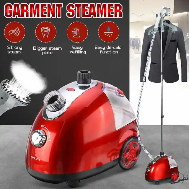 $ Steam Garment Ironing Machine+Stand Professional Handheld Clothes Fabric Garment Hanger with 1.6L Removable Water Tank EU Plug