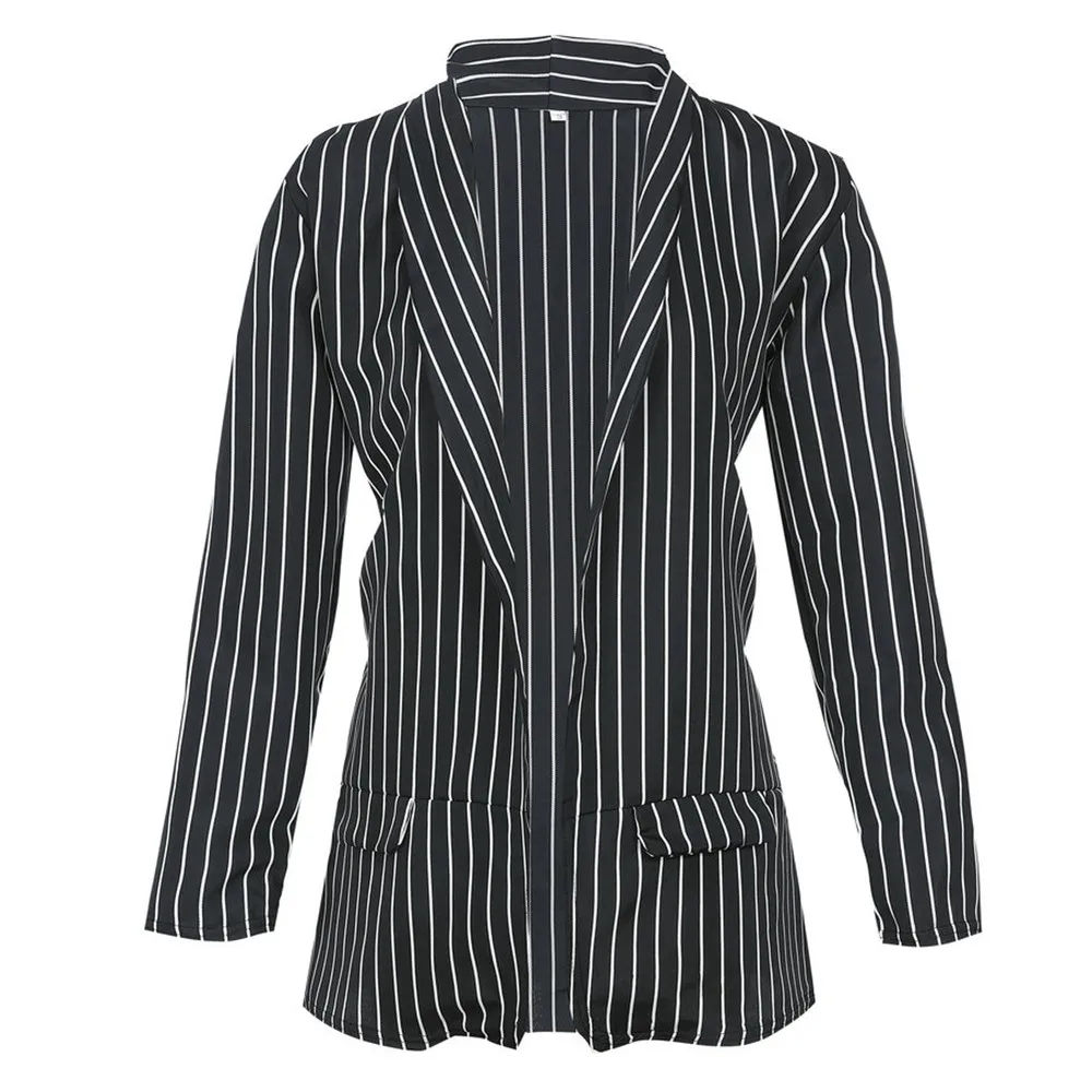 

JAYCOSIN Women's Blazer Elegant Blazer Striped Suit Long Sleeve Slim Notched Coat Duster Formal Office Work open stitch Jacket