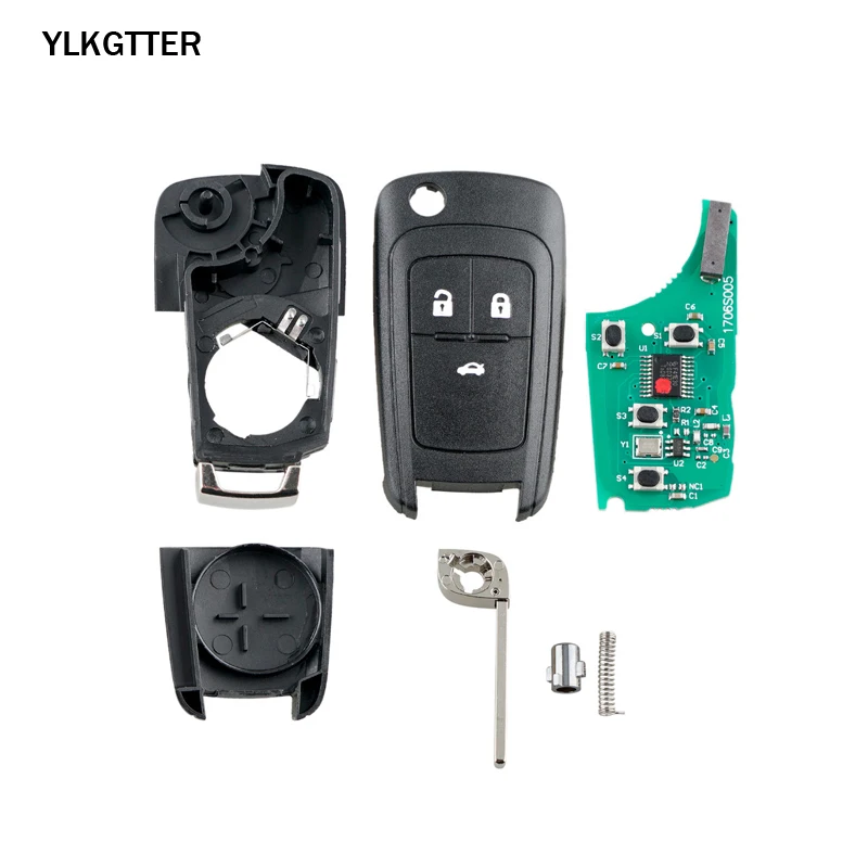 YLKGTTER 3 кнопки дистанционного ключа для Opel/Vauxhall Astra J, Corsa E, Insignia, Zafira C, 2009- 433 МГц Автоматический Дверной замок управления