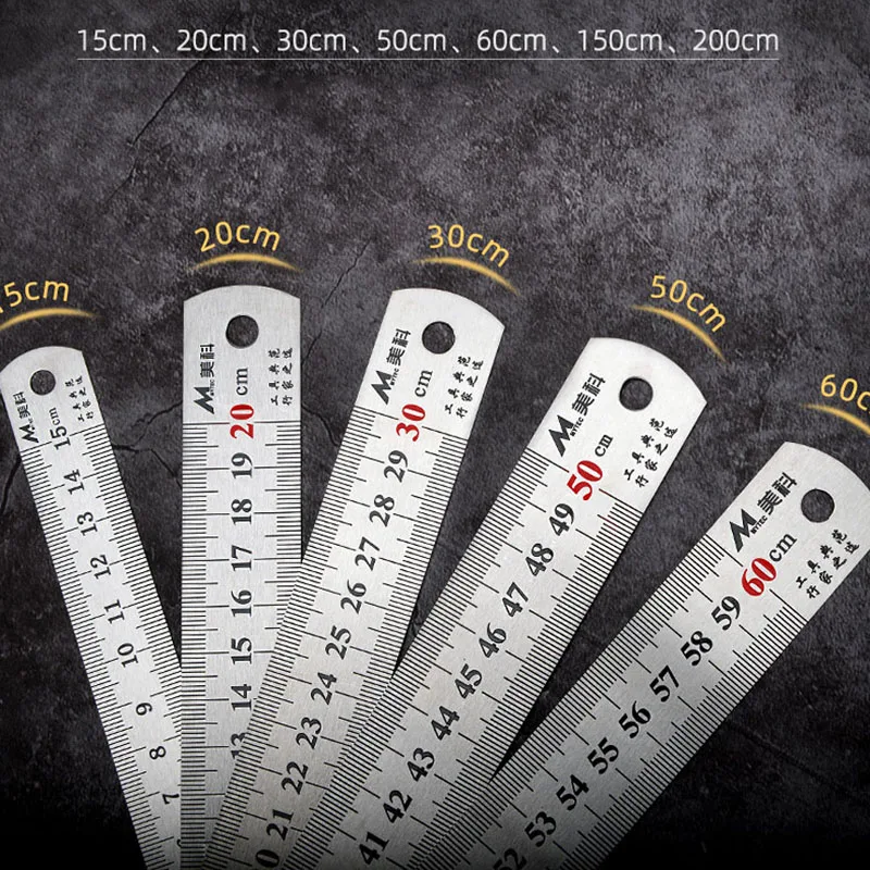 

2pcs 15/20/30/50/60cm Stainless Steel Straight Rulers Double Side Scale Precise measurement tool DIY Woodworking Hand Tools