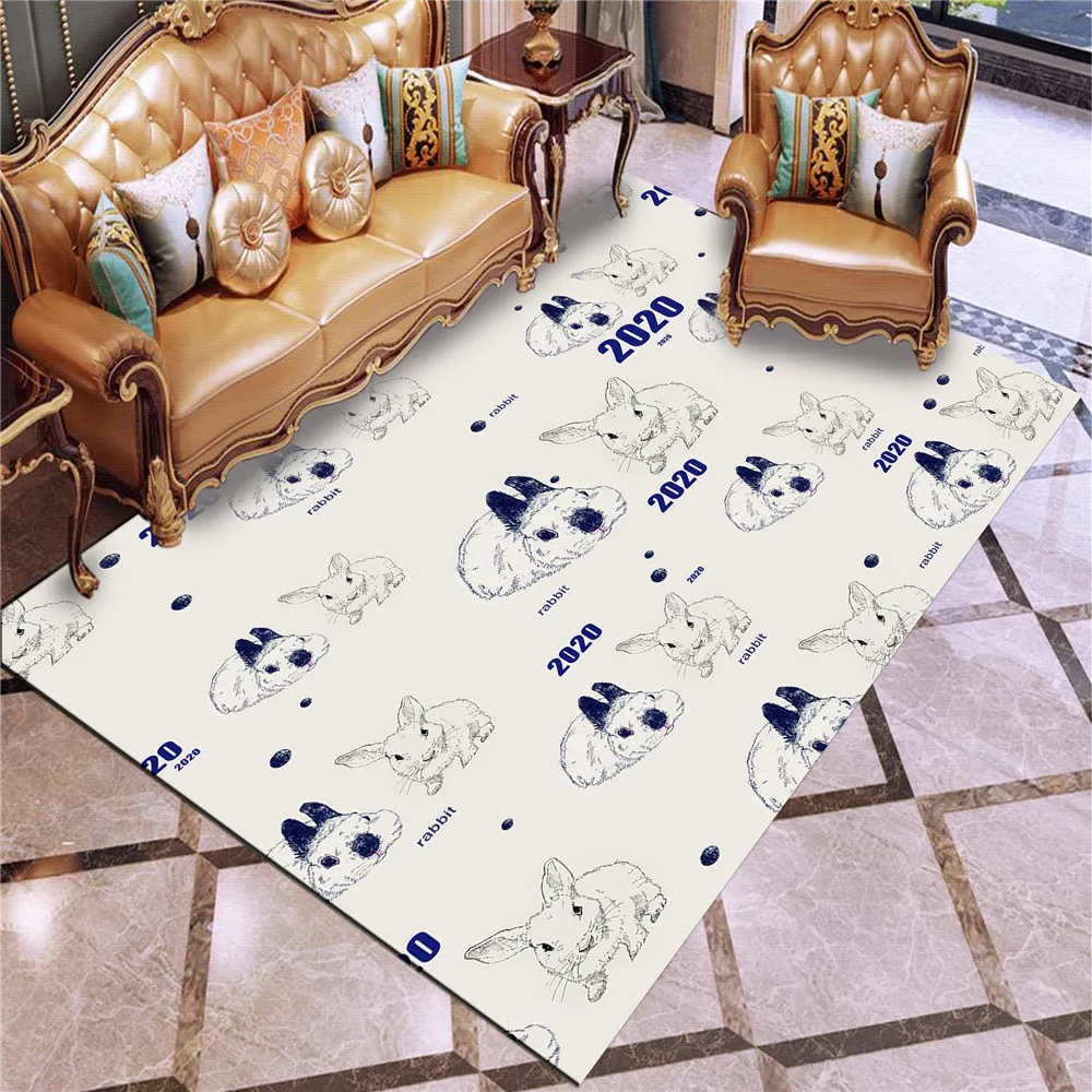 Rabbit Rug 3D Print Rectangle Carpet Non slip Floor Carpet Home Textile