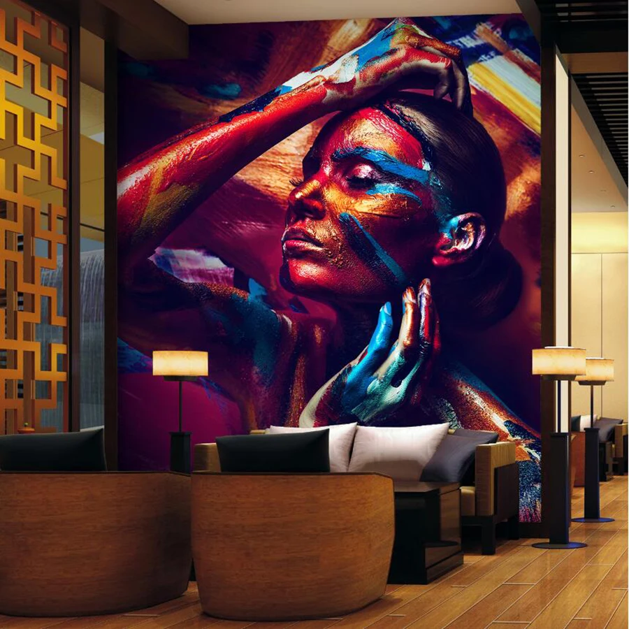 

Drop Shipping Custom 3D Large Wallpaper Mural Abstract Character Graffiti Bar Cafe Personality Wall Porch Decorative Mural