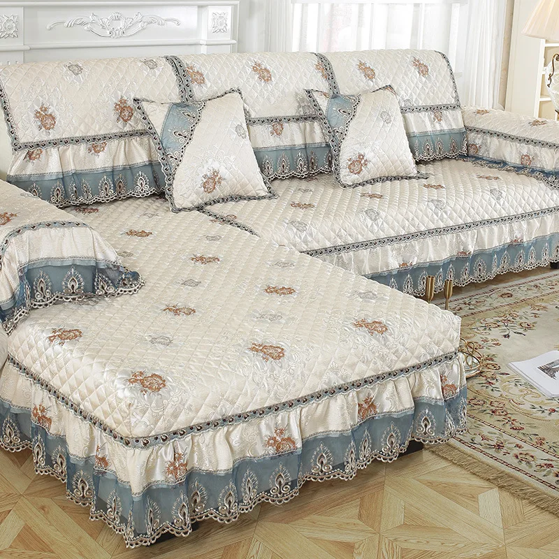 Forros para muebles de sala Нескользящая мебельная крышка кружевной диван-коврик с цветочным узором секционные кушетки для диванов TS153