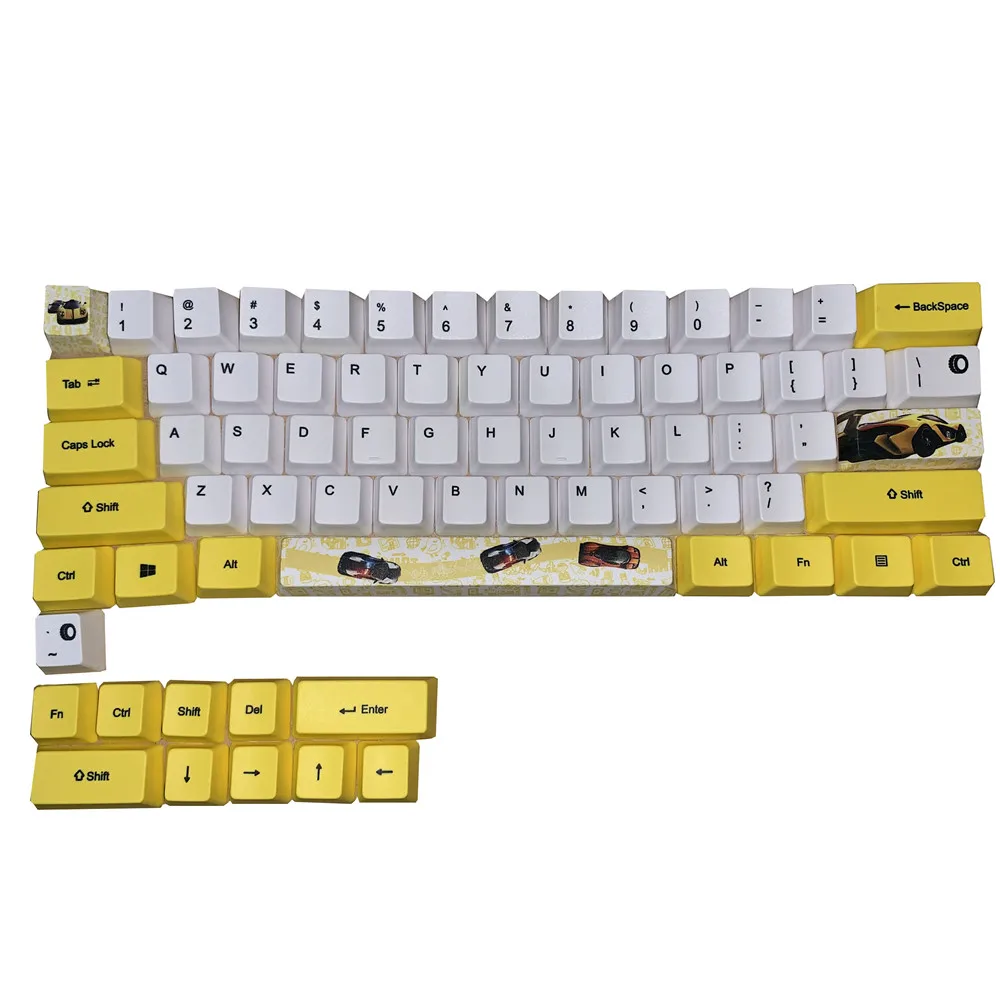 Racing 6064 Keycap Sakura Keycap 60% PBT OEM Keycap набор Mechanische Toetsenbord keycap для GH60 RK61/ALT61/Annie/poker keycap GK61 GK64 - Цвет: Racing 6064 Keycap