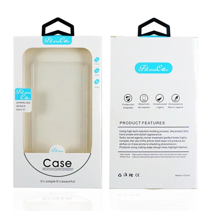 

Universal Simple White Paper Box with PVC Window for Smartphone Case Cover Display Boxes for Iphone XS Max 8 7 Plus Case Cover