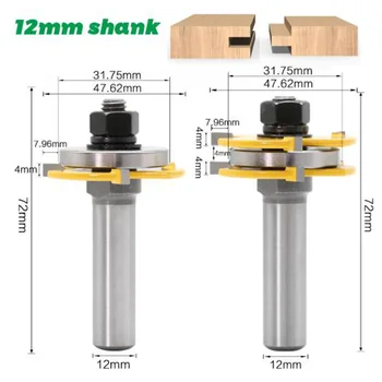 

Trimming Router Bit Woodworking Assembly Cutting Tools 1/2 12 Shank 3 Teeth