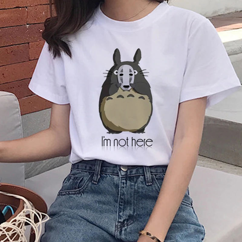 Графическая футболка 90 s, милые женские футболки Totoro Harajuku Kawaii, женская футболка Studio Ghibli, забавная футболка с мультяшным принтом