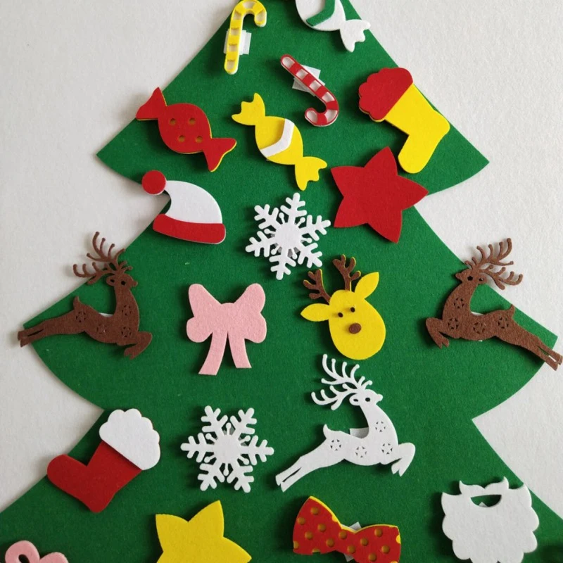 SZS Hot DIY Felt Christmas Tree Set Kit with 30Pcs Removable Ornaments Felt Xmas New Year Toys Decorations Home Decor