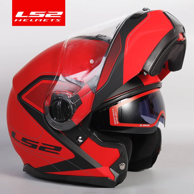 LS2 FF325 флип-ап мото rcycle шлем LS2 стробоскоп полный лицо шлемы capacete cascos Мото шлем DOT одобренный - Цвет: Ferrari red