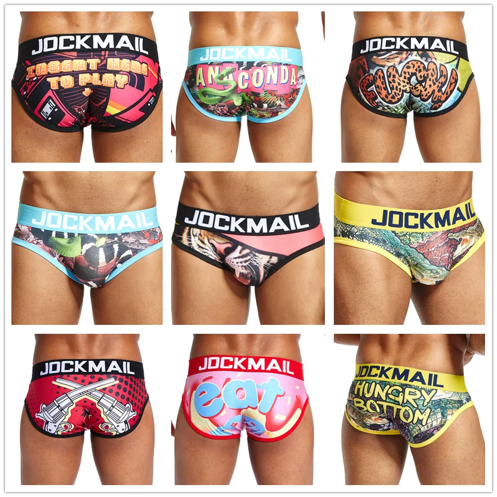 Jockmail Гей сексуальное мужское нижнее белье с рисунком из мультфильма трусы