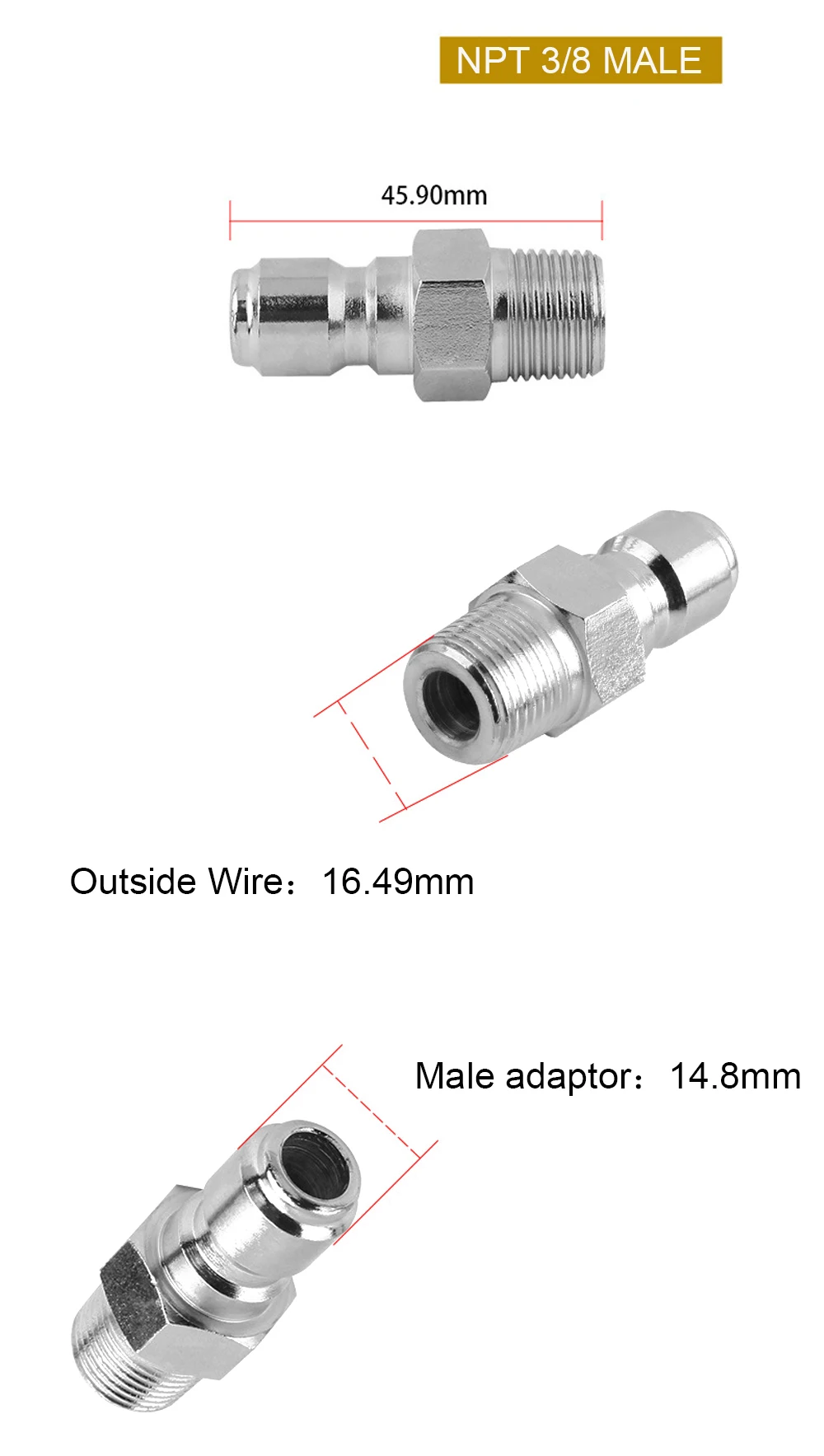 Мойка высокого давления 4500PSI NPT плакированный шаровой клапан 3/8 быстроразъемный клапан Профессиональный моющий насос шланг Автомойка магазин аксессуаров