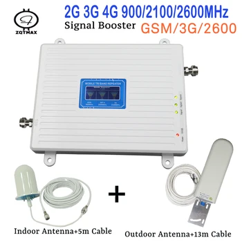 

2g 3g 4g lte signal amplifier repeater gsm 900mhz 2100mhz 2600mhz tri band mobile signal booster amplifier kit with antenna sets