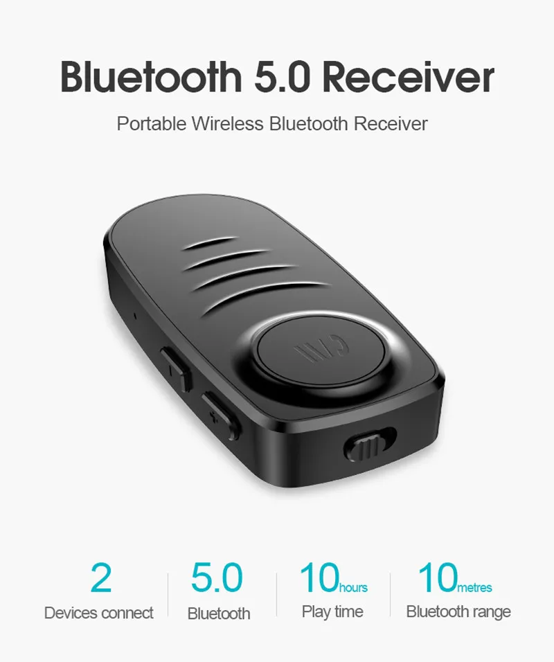 J19 Автомобильный Bluetooth 5,0 аудио приемник беспроводной адаптер конвертер динамик 3,5 мм разъем AUX микрофон громкой связи аудио приемник