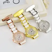 Модные унисекс Стразы, водонепроницаемые карманные часы, круглый циферблат, арабские цифры, аналоговые кварцевые часы для медсестры, медицинские часы