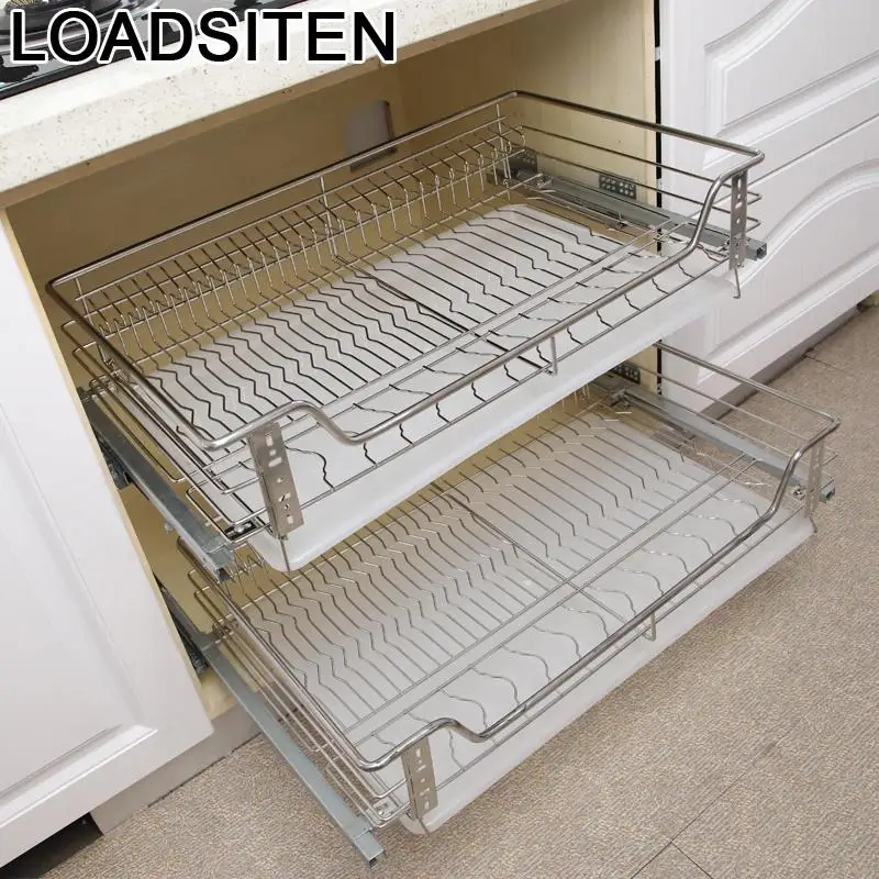 

Platos Cestas Para Colgar En La Ducha Armario Cocina Organizador Stainless Steel Cuisine Cozinha Kitchen Cabinet Basket