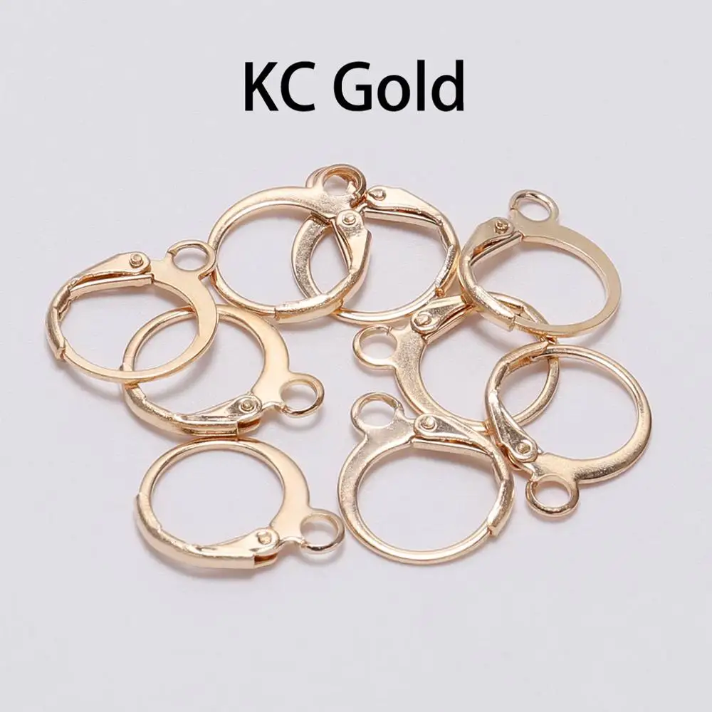 KC Gold 20 шт./лот цвет серебристый, золотой крюк фиксаторы для серёжек и крючки материал 14*12 мм Размеры наборы проволочные база обручи поставки для DIY ювелирных - Цвет: KC Gold