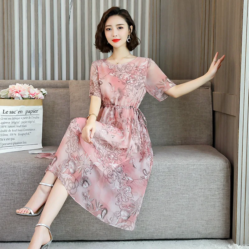Шелковое платье тутового цвета новая Брендовая женская одежда корейский стиль шелковое женское платье#1913 - Цвет: Pink