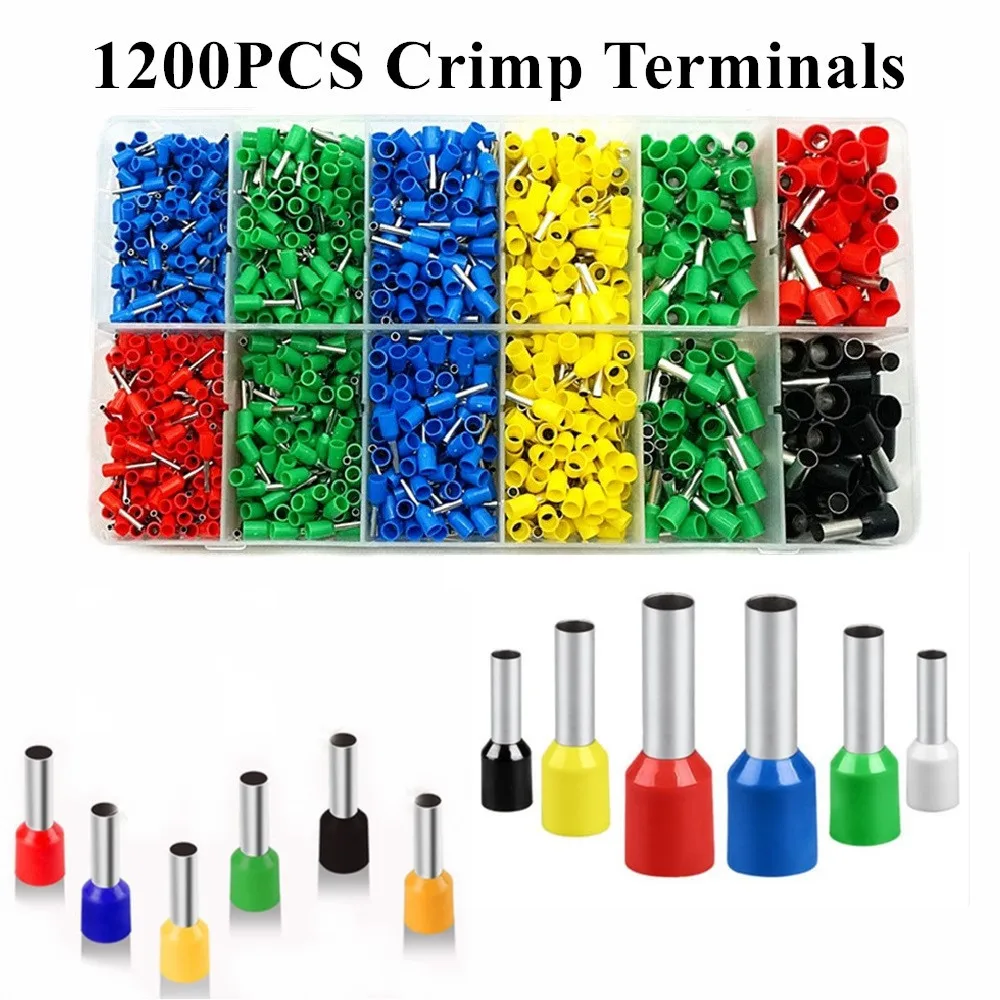 Mandowire 0.08-16mm2 Ferrule Crimping Tool Kit Ferrule Crimper Plier /1200pcs Wire Ferrules Crimp Wire Ends Terminal