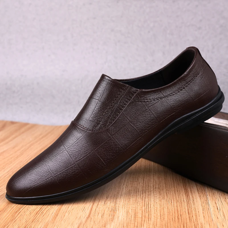 Дизайнерские мужские ботинки; мужские лоферы; высококачественная повседневная обувь из натуральной кожи; Мужская дышащая удобная мягкая обувь без застежки; s5 - Цвет: brown