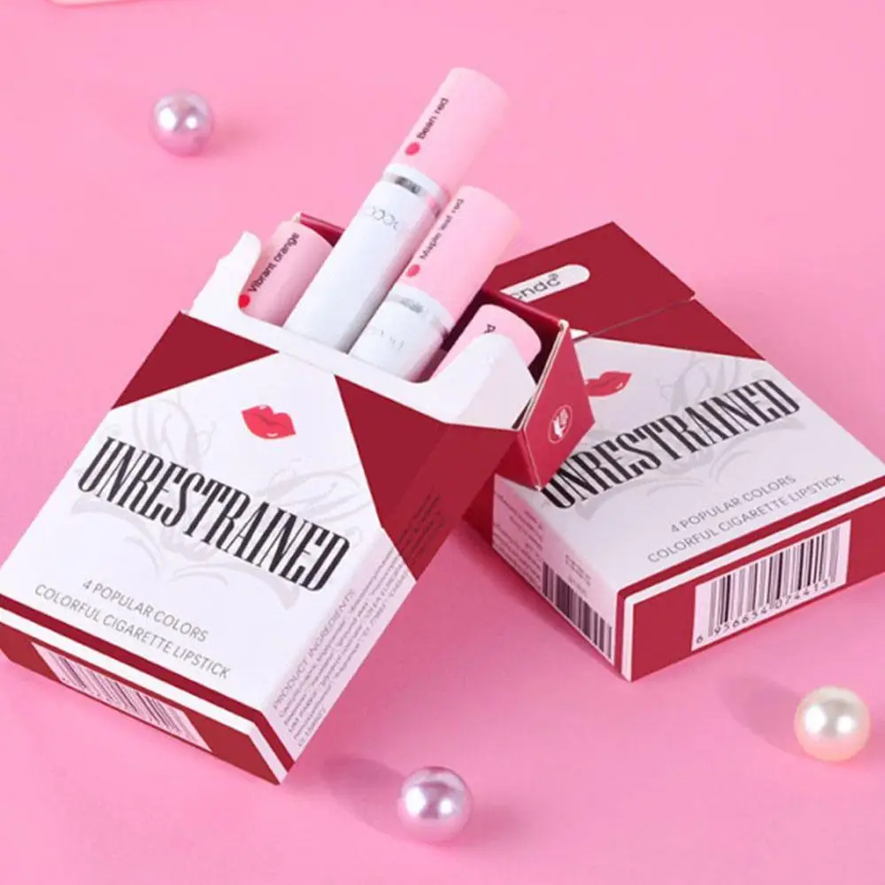 

Creative Cigarette Lipstick Set 4 Colors Matte Long Lasting Waterproof Matt Lip Stick Tube Nude Red Lips Makeup