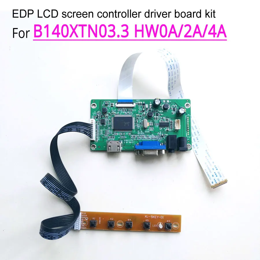 

VGA+HDMI WLED controller driver board DIY kit for B140XTN03.3 HW0A/2A/4A EDP 30 pin 14" 1366*768 laptop monitor panel lcd screen
