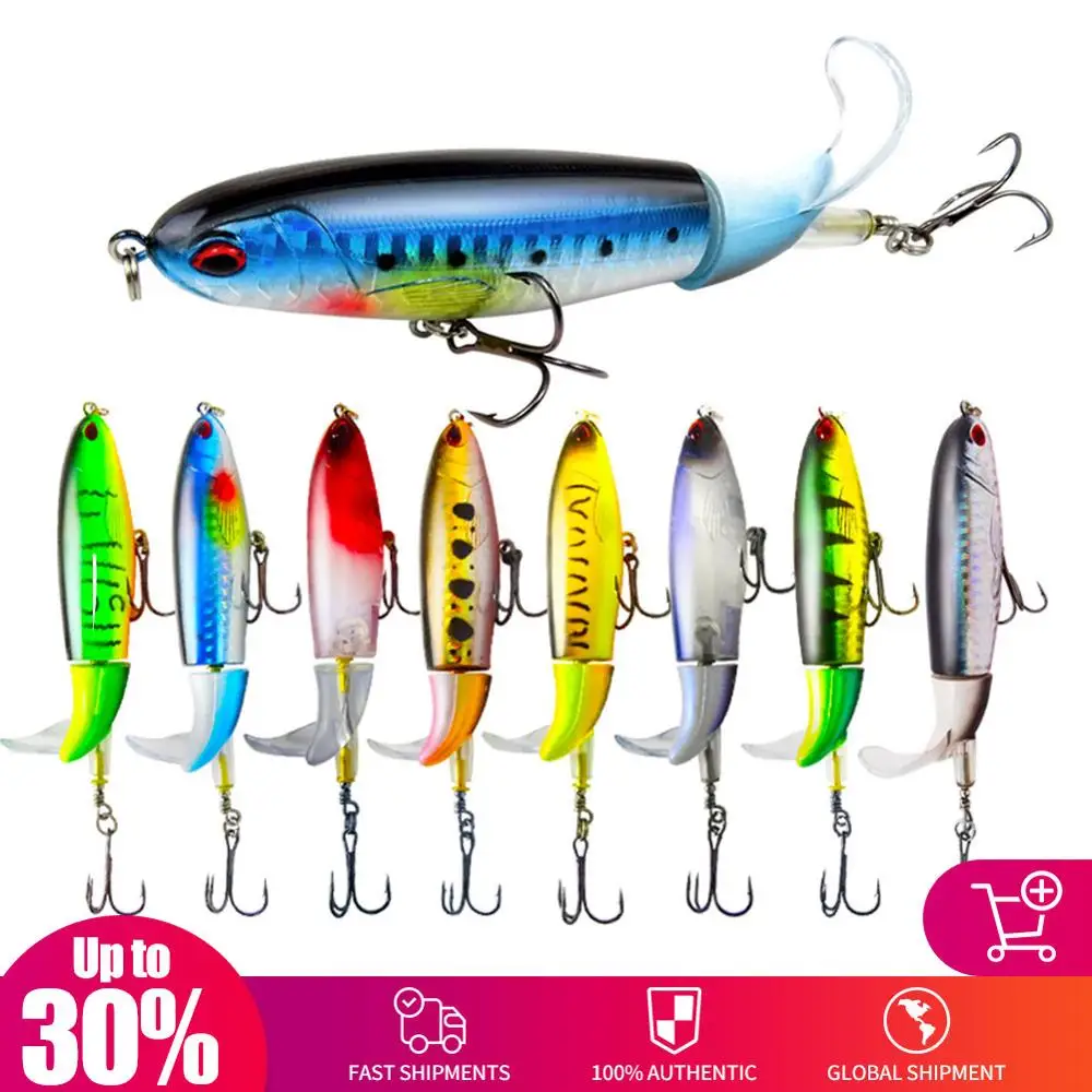 

Popper Topwater Fishing Lure 11cm 15g Artificial Bait Hard Plopper Soft Rotating Tail Whopper Fishing Tackle Gear