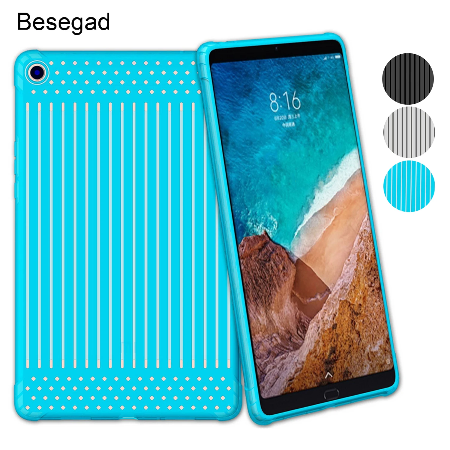 

Besegad Flexible Shockproof Breathable Hollow Stripe Soft Protective Cover Case Sleeve Skin for Xiaomi Mi Pad 4 Plus Tablet