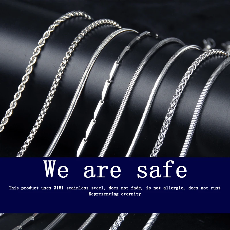 Stainless Steel Chain Necklace Women's Chains on the neck Jewelry Female Accessories necklace christmas initial chokers | Украшения и