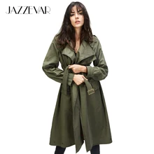 JAZZEVAR Осенний модный плащ женский повседневный хлопковая винтажная одежда в военном стиле свободная одежда с поясом плащ женский хлопок 870113