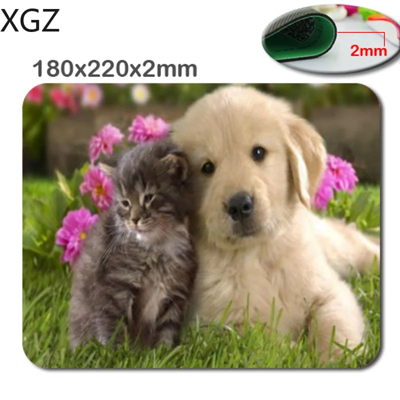 XGZ 동물 고양이 골든 리트리버 강아지 Mousepad, 직사각형 마우스 패드 220*180*2mm 사무용품 및