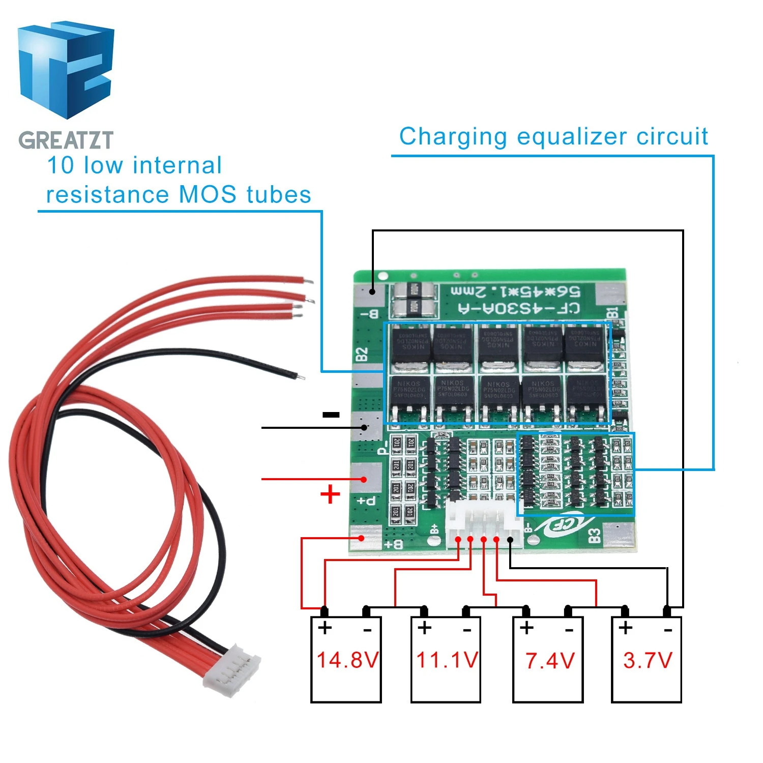 GREATZT New Arrival 4S 30A 14.8V Li ion Lithium 18650 Battery BMS Packs PCB Protection Board Balance Integrated Circuits|Integrated Circuits| - AliExpress