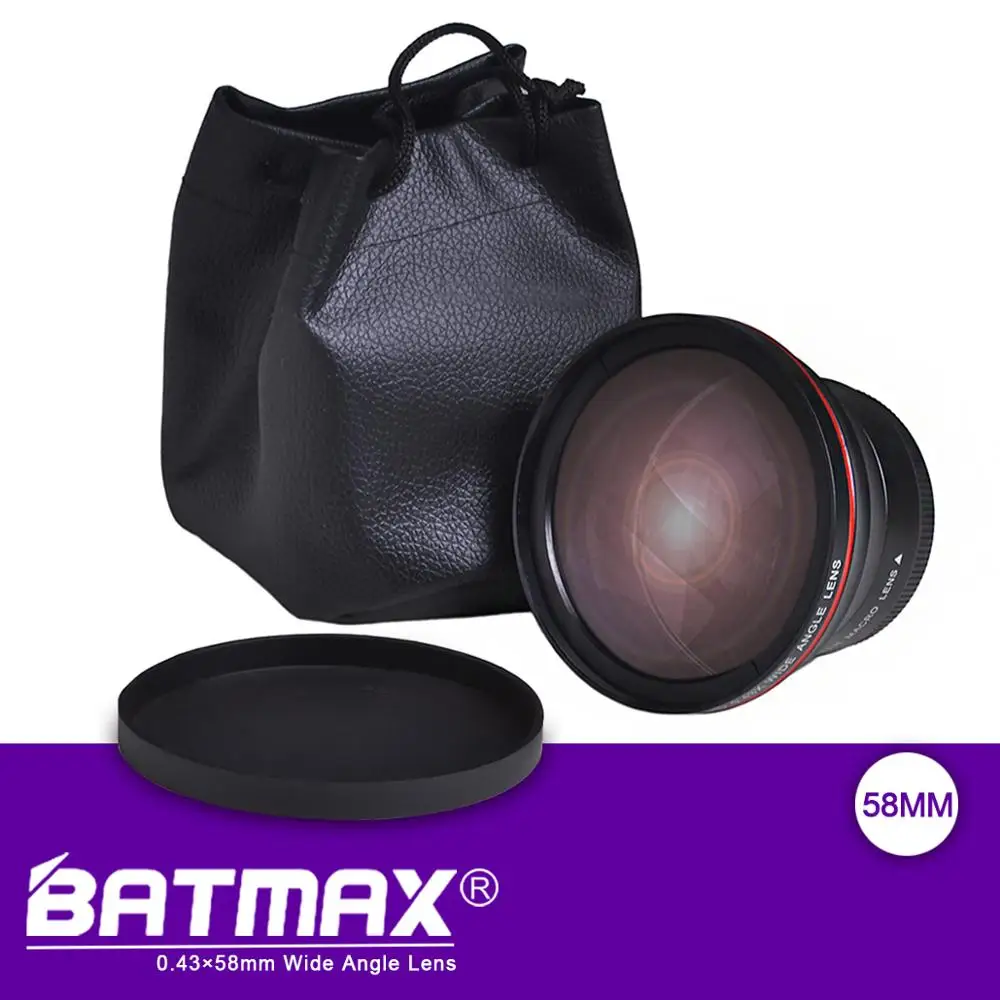 Batmax 58 мм 0.43x HD Широкий формат объектив(w/макро часть) для цифровой однообъективной зеркальной камеры Canon EOS Rebel 77D T7i T6s T6i T6 T5i T5 T4i T3i SL2 60D 7D 70D