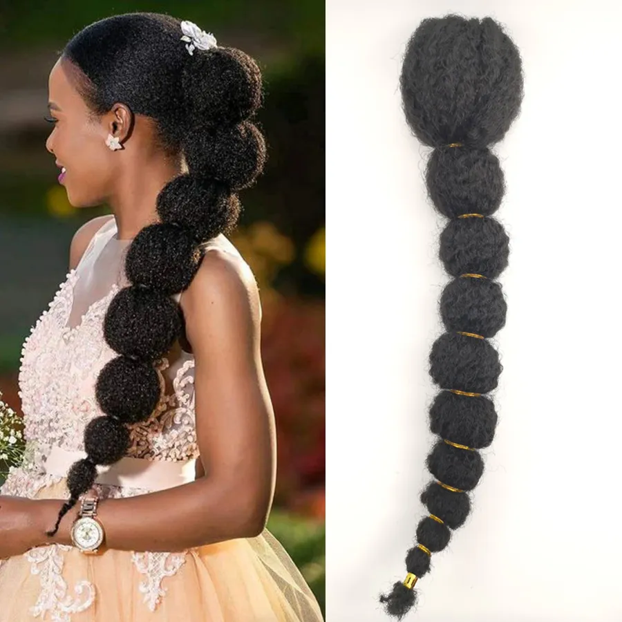 Hairpiece Ponytail Hair Extension For Black Women Afro Puff Kinky Curly Horse Tail Clip In Drawstring False Pigtail Synthetic