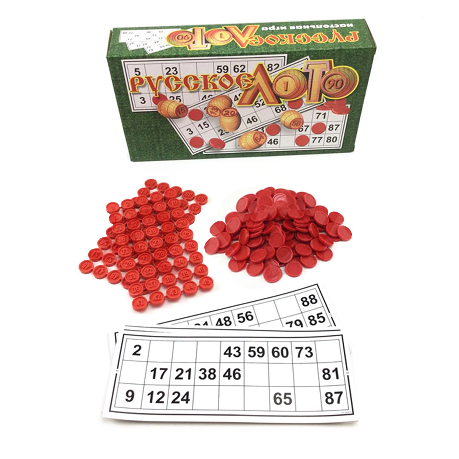 

Russian Bingo Game Set Russian Lotto Board Games Family Game Bingo Toys Wooden Barrels Loteria Cards Bingo Toys Chips