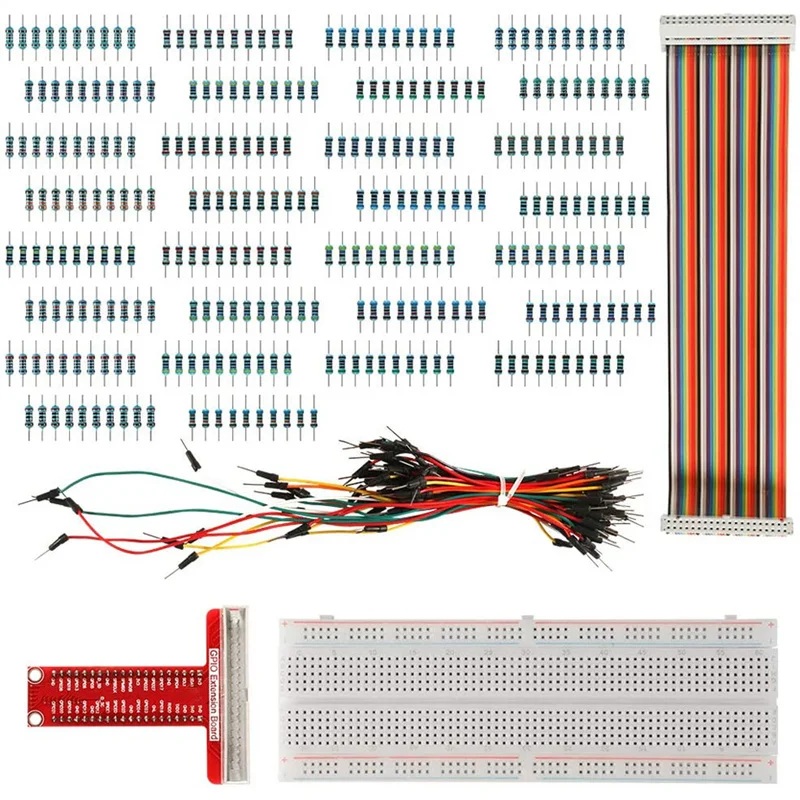 Raspberry Pi 4 3 B Kit 830 MB-102 Points Breadboard GPIO T Type Expansion Board 65pcs Jumper Wires 40pin Ribbon Cable+300pcs Res