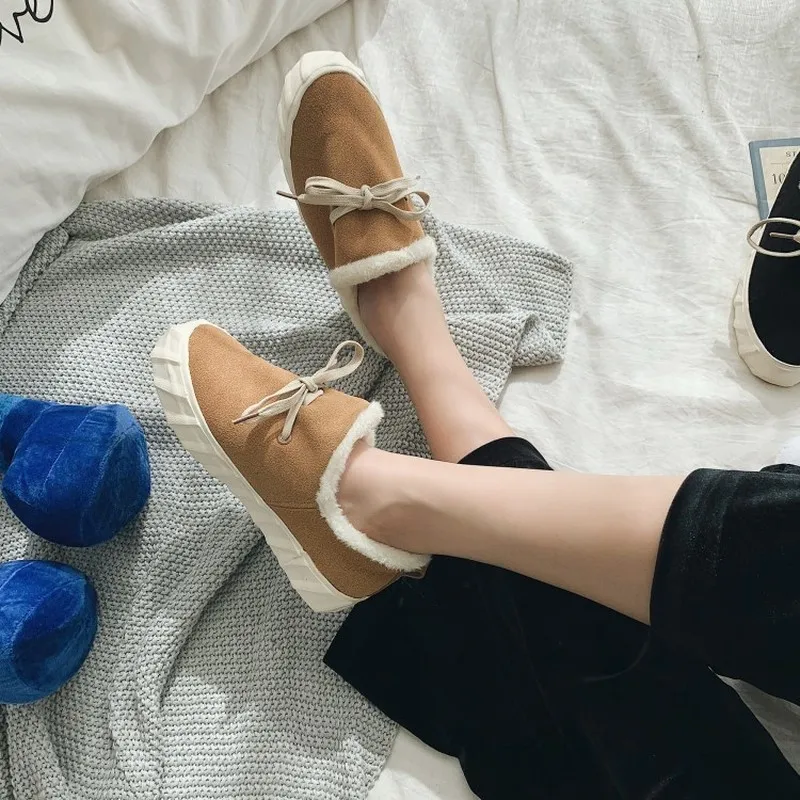 

Spring Fashion Women Casual Flock Loafer Round Toe Flats Fashion Ladies Shoes Thick Bottom Slip-On Shoes Footwear K17-17