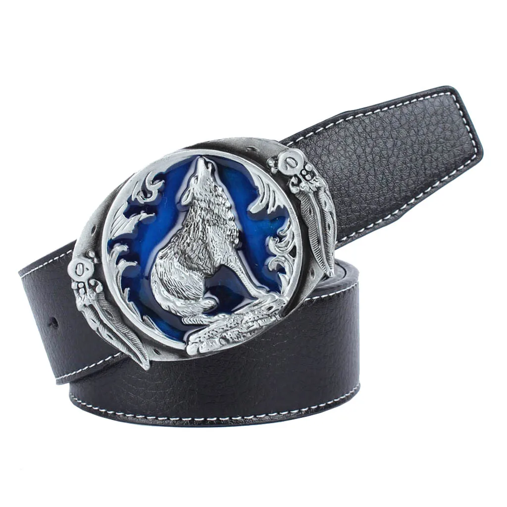 Vintage Black Leather Straps Belt Western Rock Music Guitar Buckle Bohemian