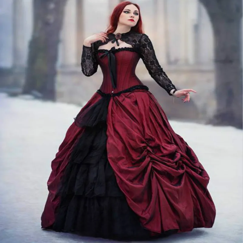 red gothic wedding dress