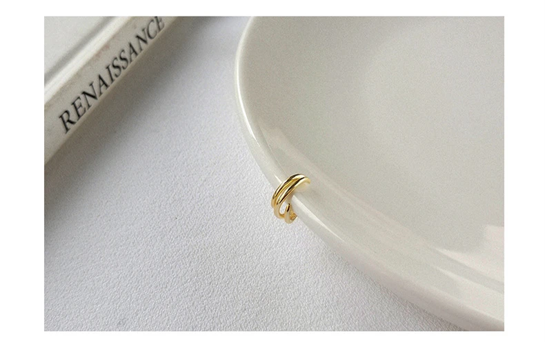 Настоящее серебро 925 проба клипсы s для женщин золотые геометрические нерегулярные линии серьги-клипсы женские серьги-Каффы