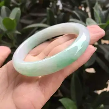 

Natural Burmese Jadeite 54-64mm Light Flower Two-color Bracelet Elegant Princess Jewelry Send Mom to Girlfriend