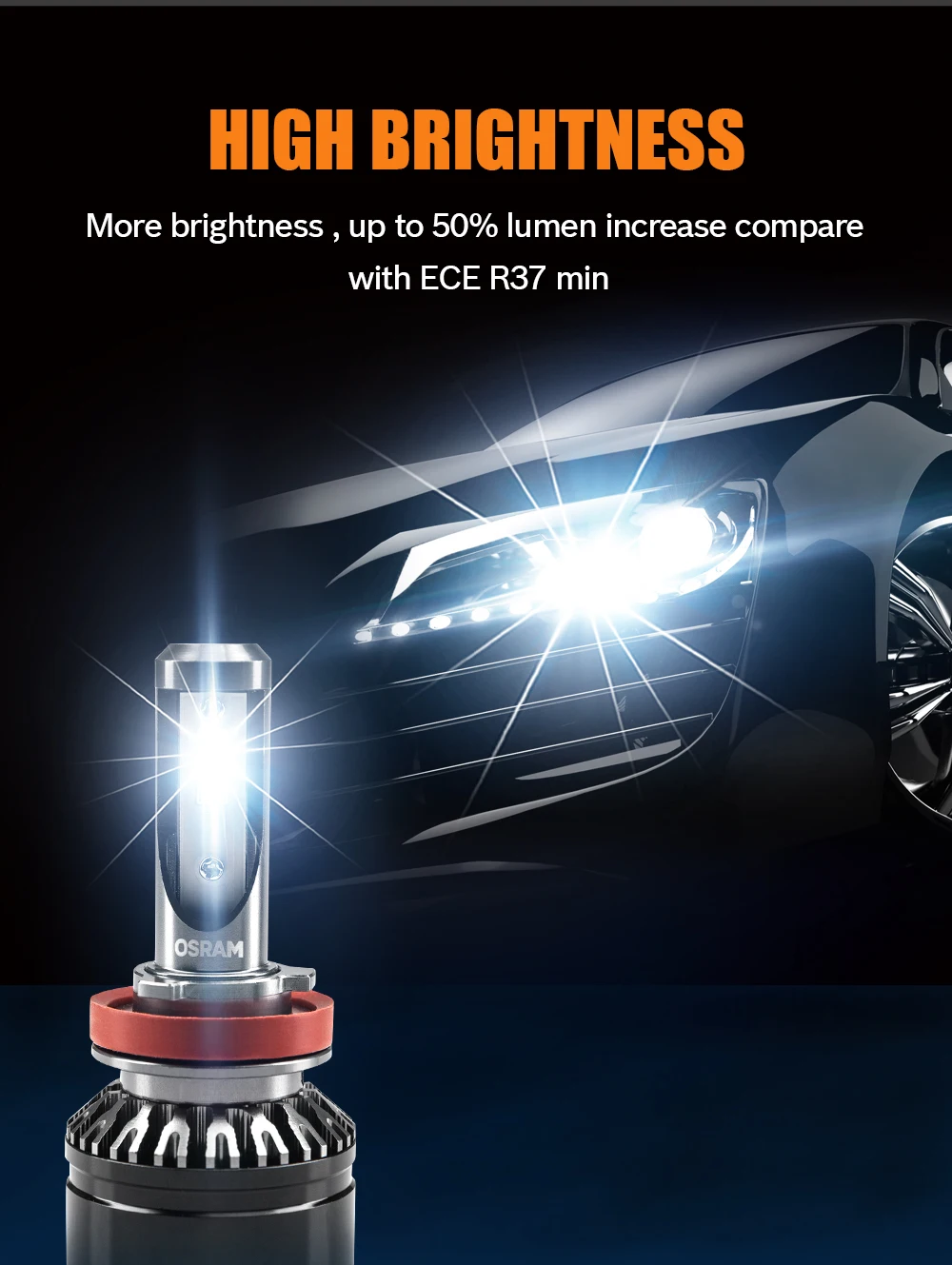 Osram HB4 светодиодный Автомобильный светодиодный фонарь, модификация, замена обновленных фар, Автомобильная лампочка освещения, энергосберегающая лампа 6000k