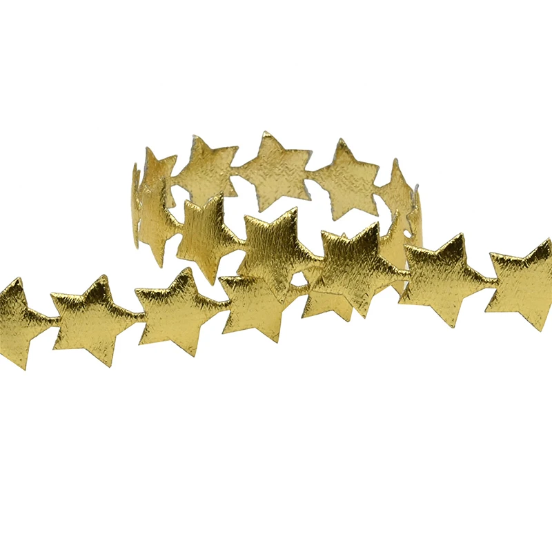 gold-15M Атласная лента с золотым, серебряным тиснением и звездами для упаковки подарков, товары для рукоделия, рождественские украшения, вечерние украшения - Цвет: gold-15M