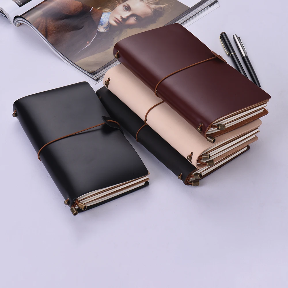 

Journal Travel Leather Notebook Refillable Diary Notepad Lined Grid Blank Paper Card for Business Travelers Sketching & Writing