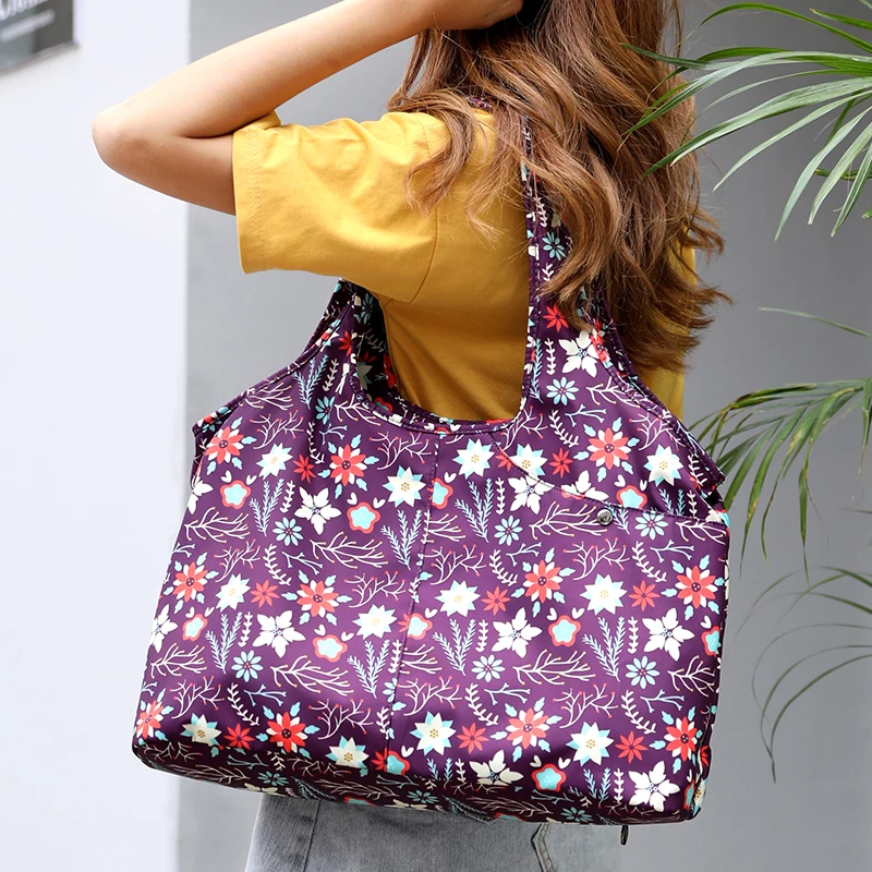 

Women Shoulder Bag Top-Handle Handbags Floral Printing Female Travel Diapers Bag Waterproof Nylon Tote Flower Mommy Bags Bolsas