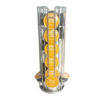

24 Cups Rotatable Coffee Pod Holder Iron Chrome Plating Display Capsule Rack Stand Storage Shelves For dolce Gusto Capsule