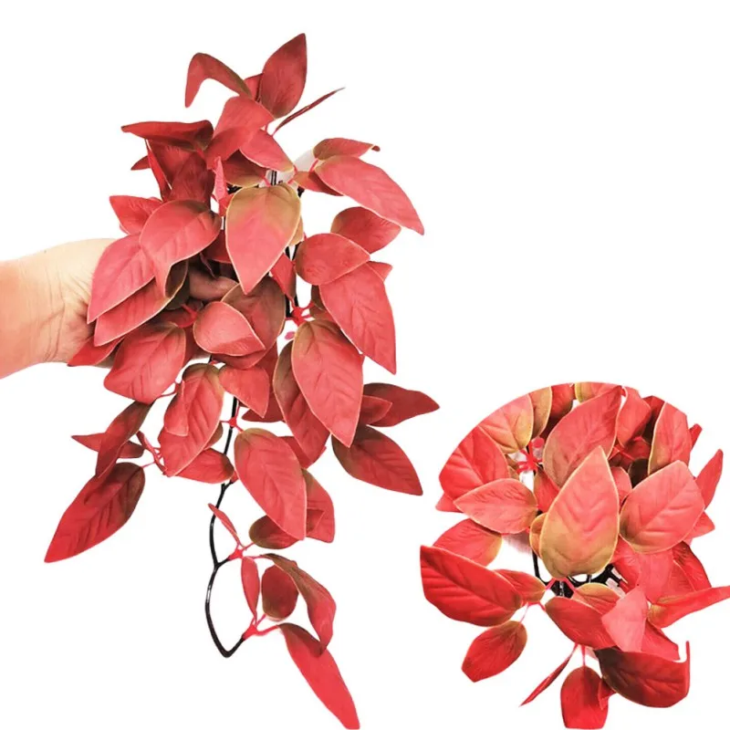 1-3pcs Reptile Lizards Terrarium Decoration DIY Aquarium Fish Tank Plant Fake Hanging Realistic Artificial Vine Pet Supplies