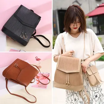 

NoEnName_Null Women Casual Backpack PU Leather Tassel Crossbody Rucksack Travel Shoulder Bag